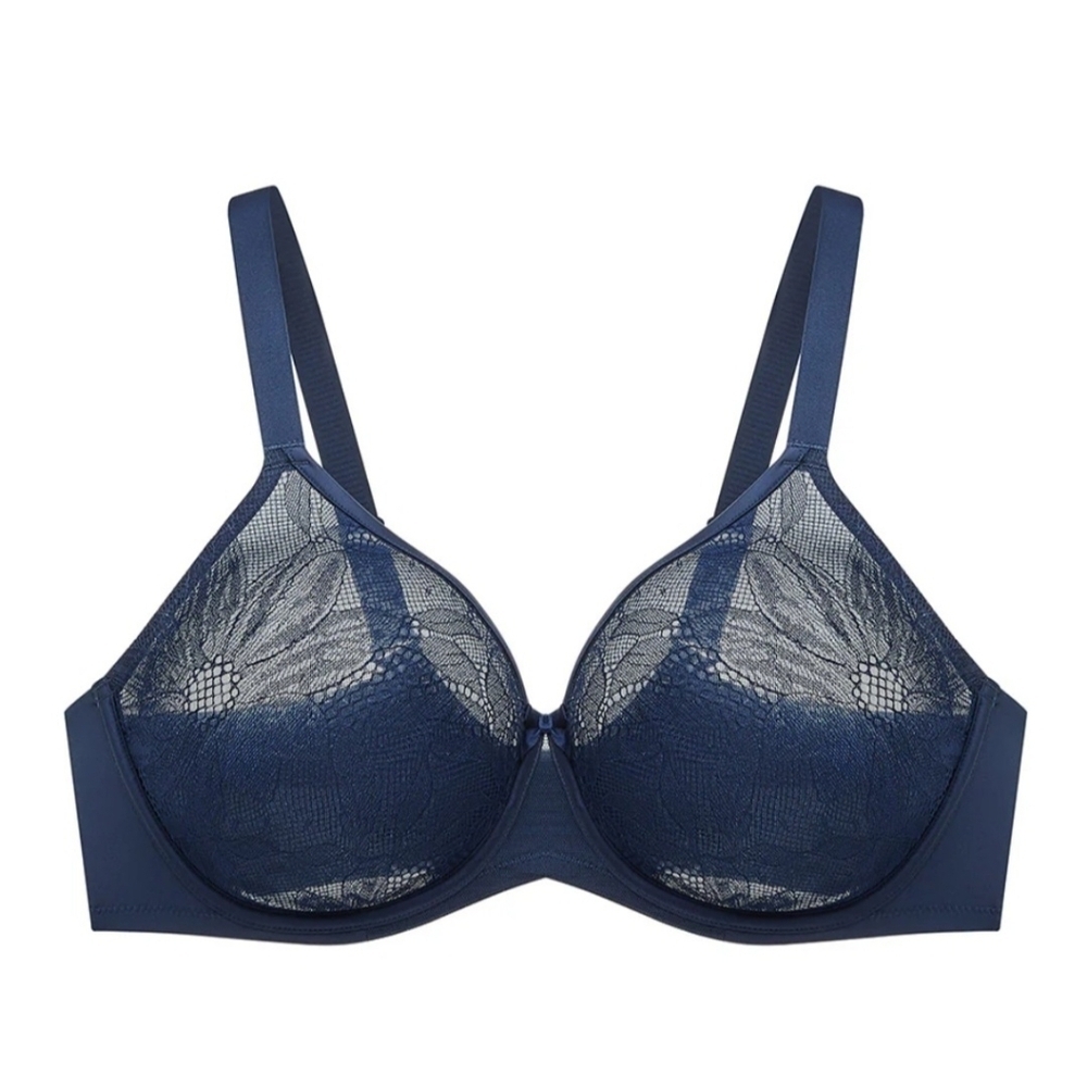 Understance Nora FlexWire Full Coverage‎ Unpadded Lace Bra Navy